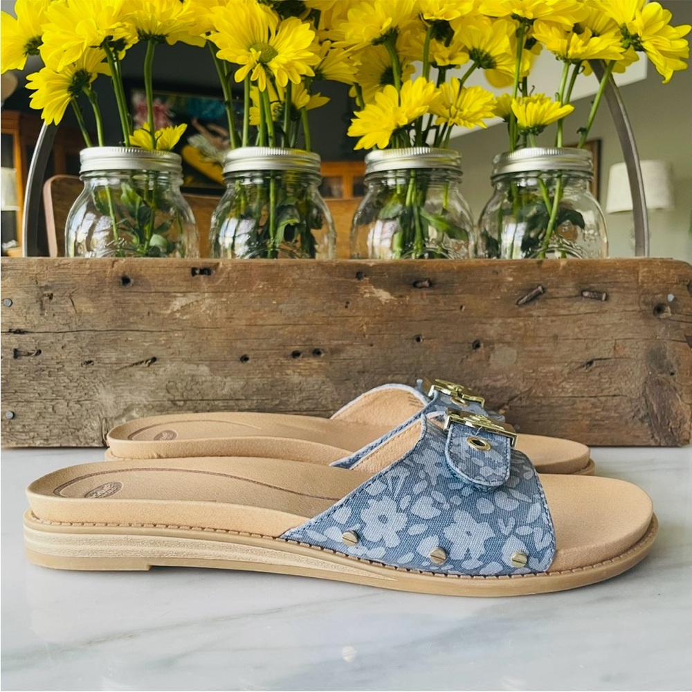 Dr. Scholl Flex Slides•Size 9•Shades of Denim Blue Canvas•Easy Off~Easy On🌼 - Picture 8 of 16